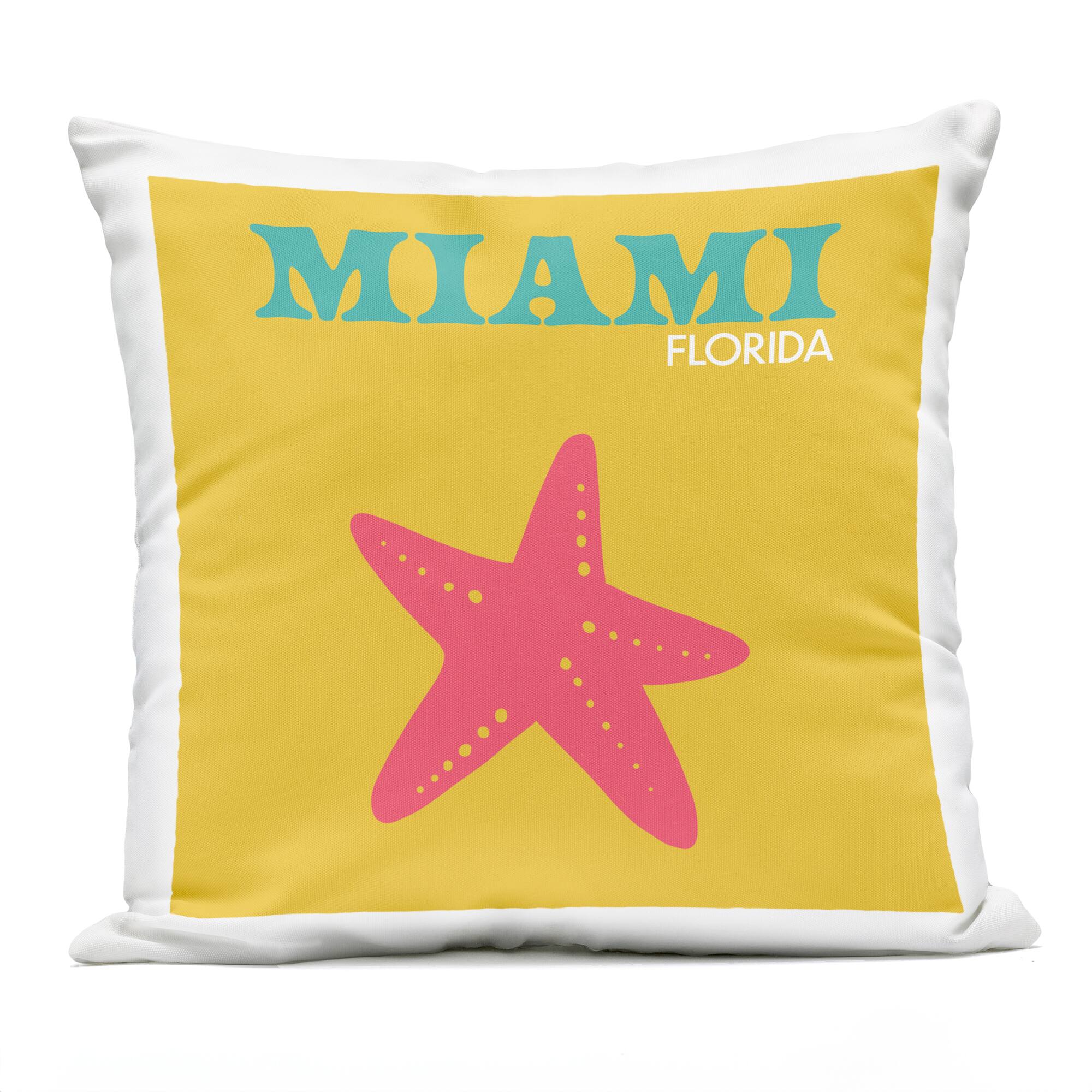 Stupell Industries 18" x 18" Miami Florida Summer Starfish Outdoor Print Throw Pillow
